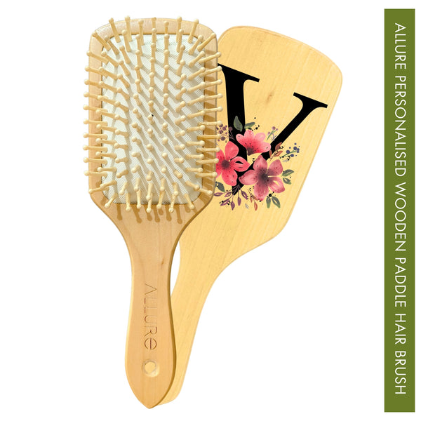 Allure Personalised Letter V Paddle Hair Brush