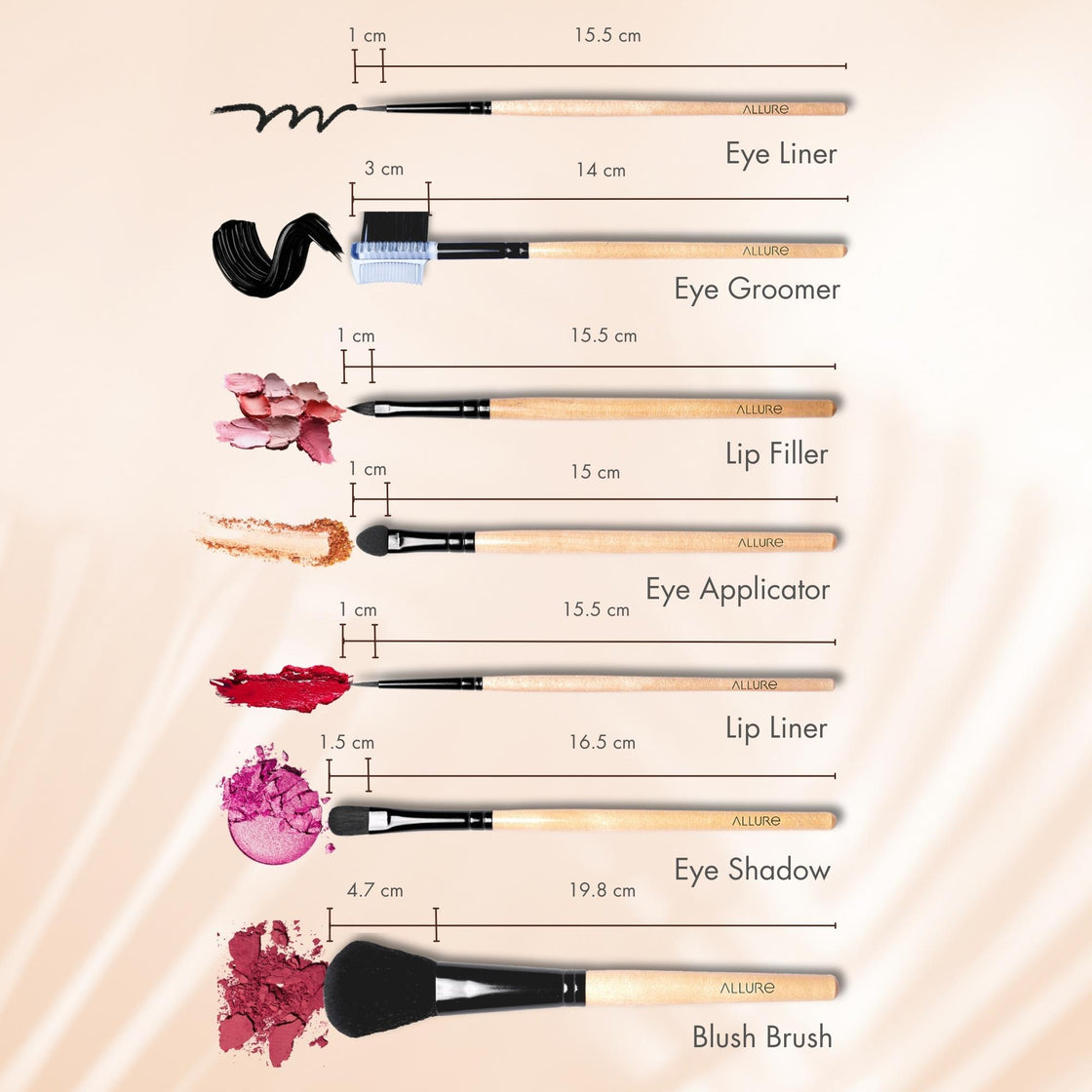 Allure Classic Ack-07 Pack Of 7 Makeup Brush