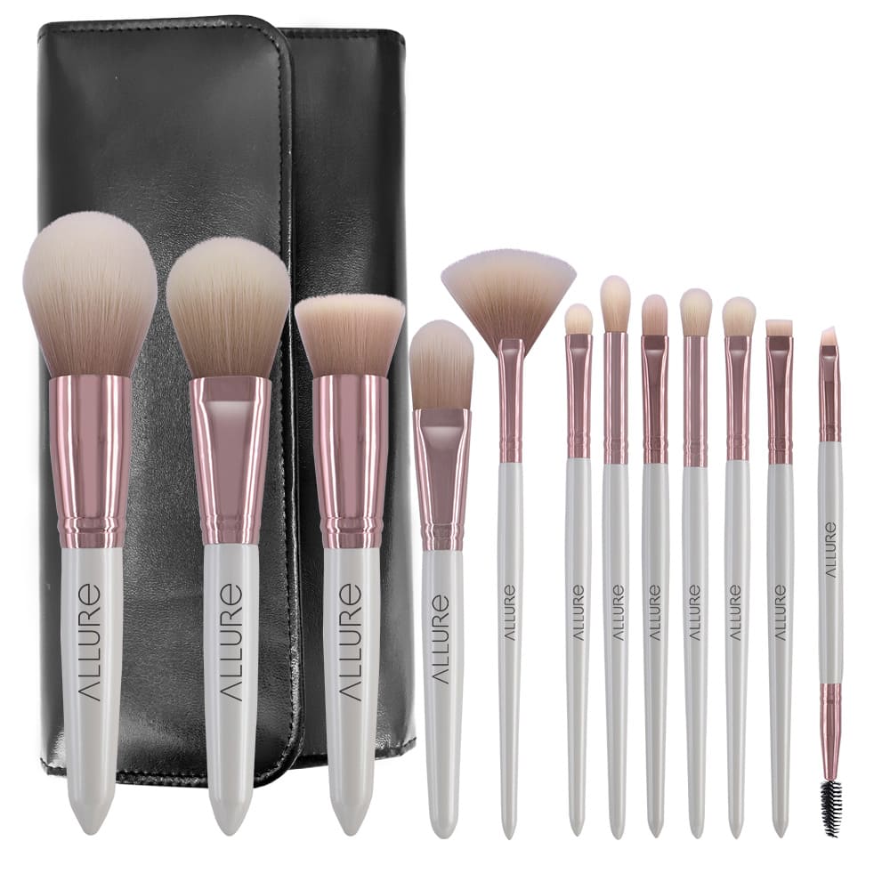 Allure Professional Makeup Brush Set (Rose Gold) With Elegant Makeup Brushes Bag (Pack Of 12)