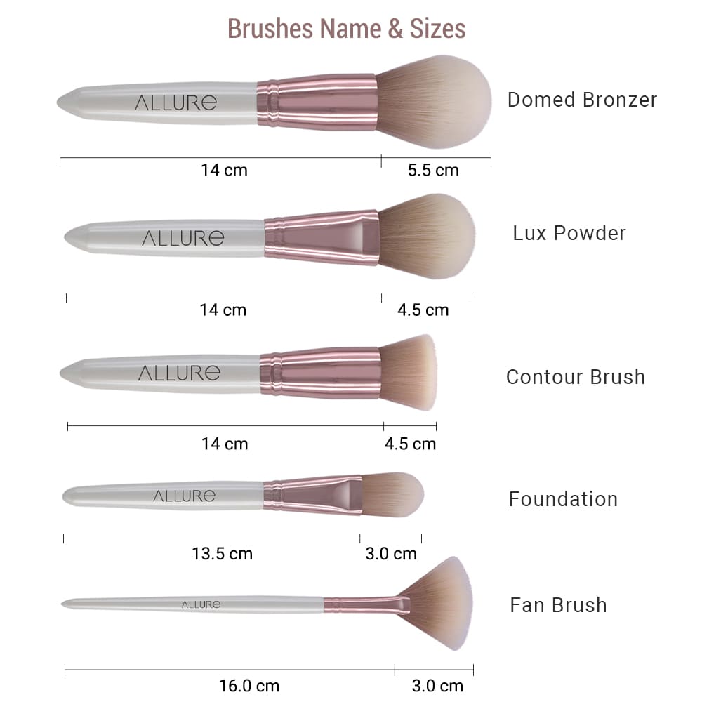 Allure Professional Makeup Brush Set (Rose Gold) With Elegant Makeup Brushes Bag (Pack Of 12)-5