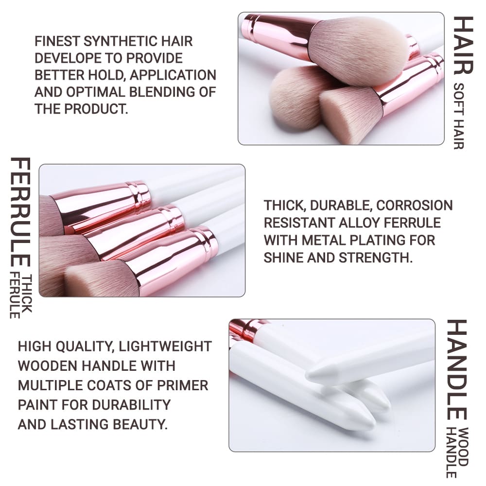 Allure Professional Makeup Brush Set (Rose Gold) With Elegant Makeup Brushes Bag (Pack Of 12)-4