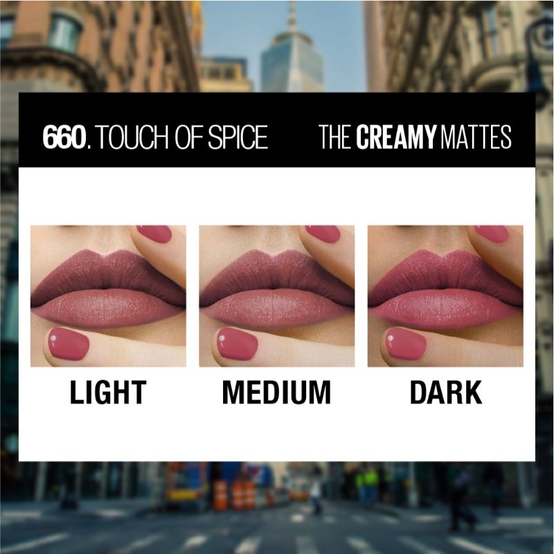 Maybelline New York Color Sensational Creamy Matte Lipstick - 660 Touch of Spice