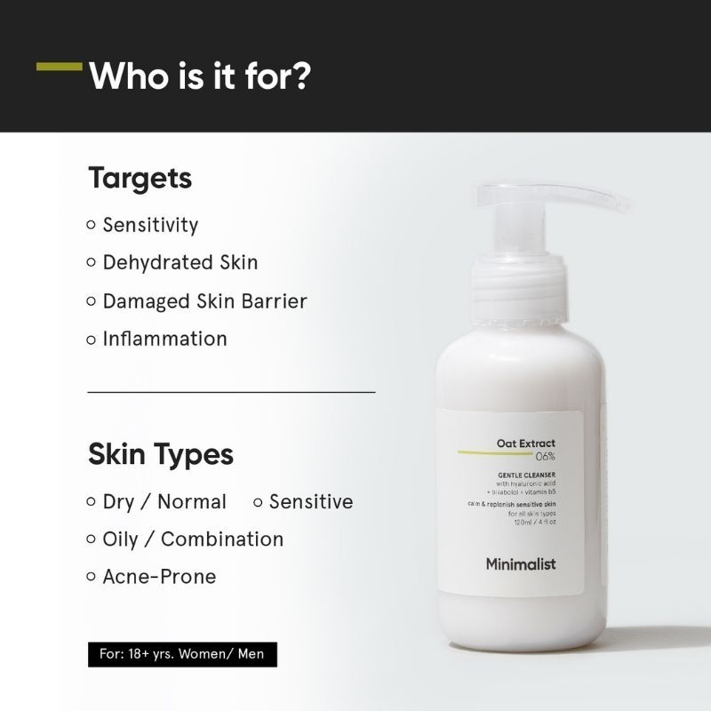 Minimalist 6Percentage Oat Extract Gentle Cleanser With Hyaluronic Acid For Sensitive Skin (120Ml)-6