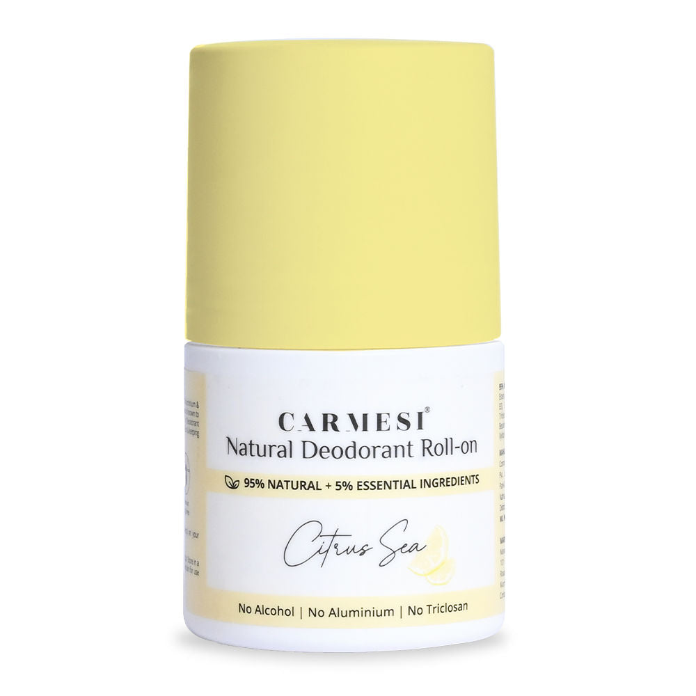 Carmesi Natural Deodorant Roll-on for Women - 95% Natural - No Aluminium - Citrus Sea - 50 m