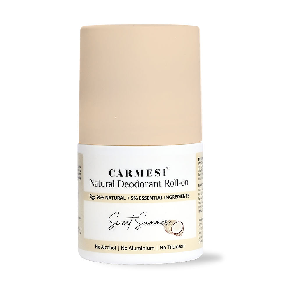 Carmesi Natural Deodorant Roll-on for Women - 95% Natural - No Aluminium - Sweet Summer - 50 ml