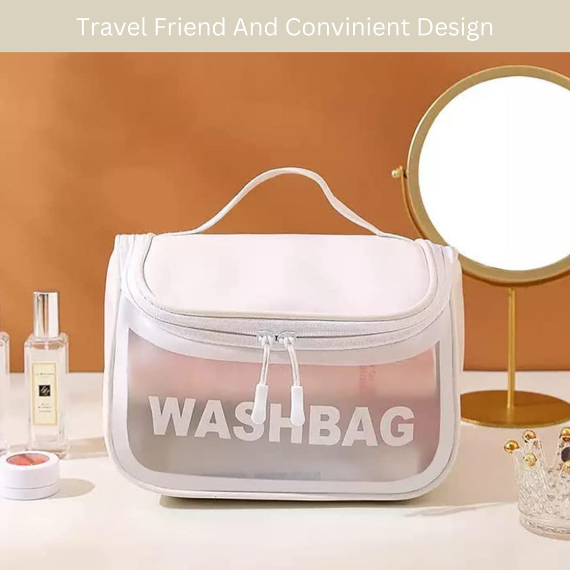 Allure Transparent Travel Toiletry Bag - White