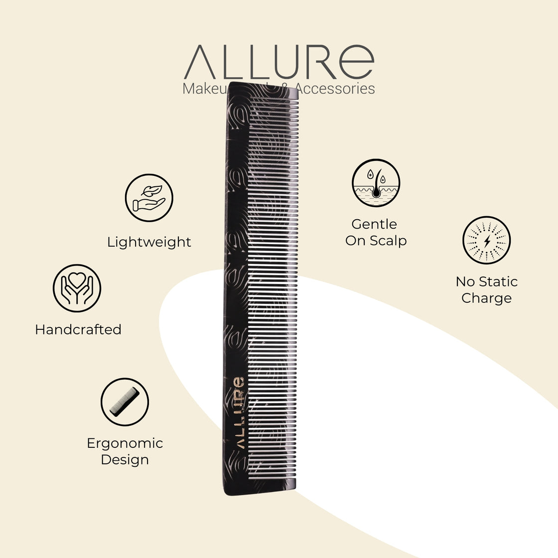 Allure Anti-Static Regular Hair Comb for Smooth & Frizz-Free Styling(HMC_B_06)