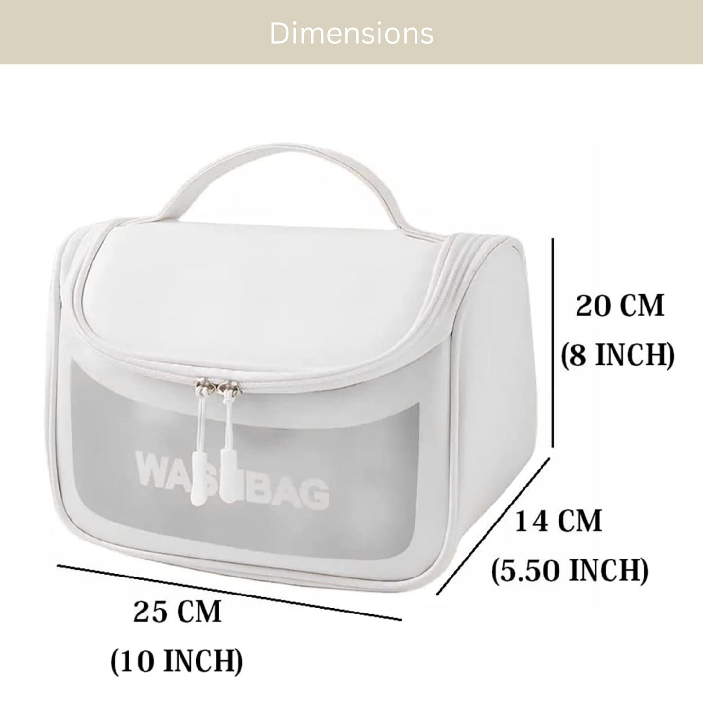 Allure Transparent Travel Toiletry Bag - White