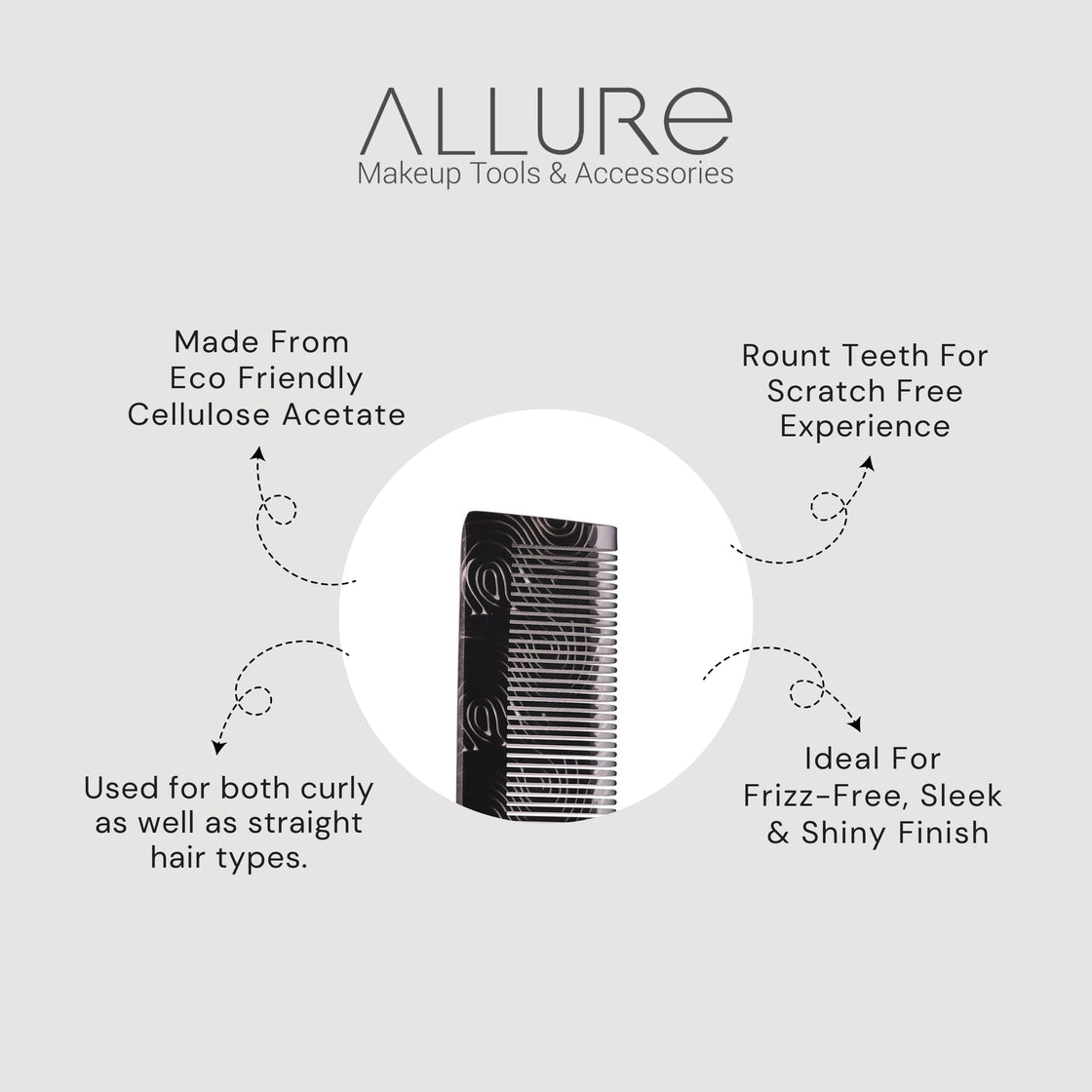 Allure Anti-Static Regular Hair Comb for Smooth & Frizz-Free Styling(HMC_B_06)