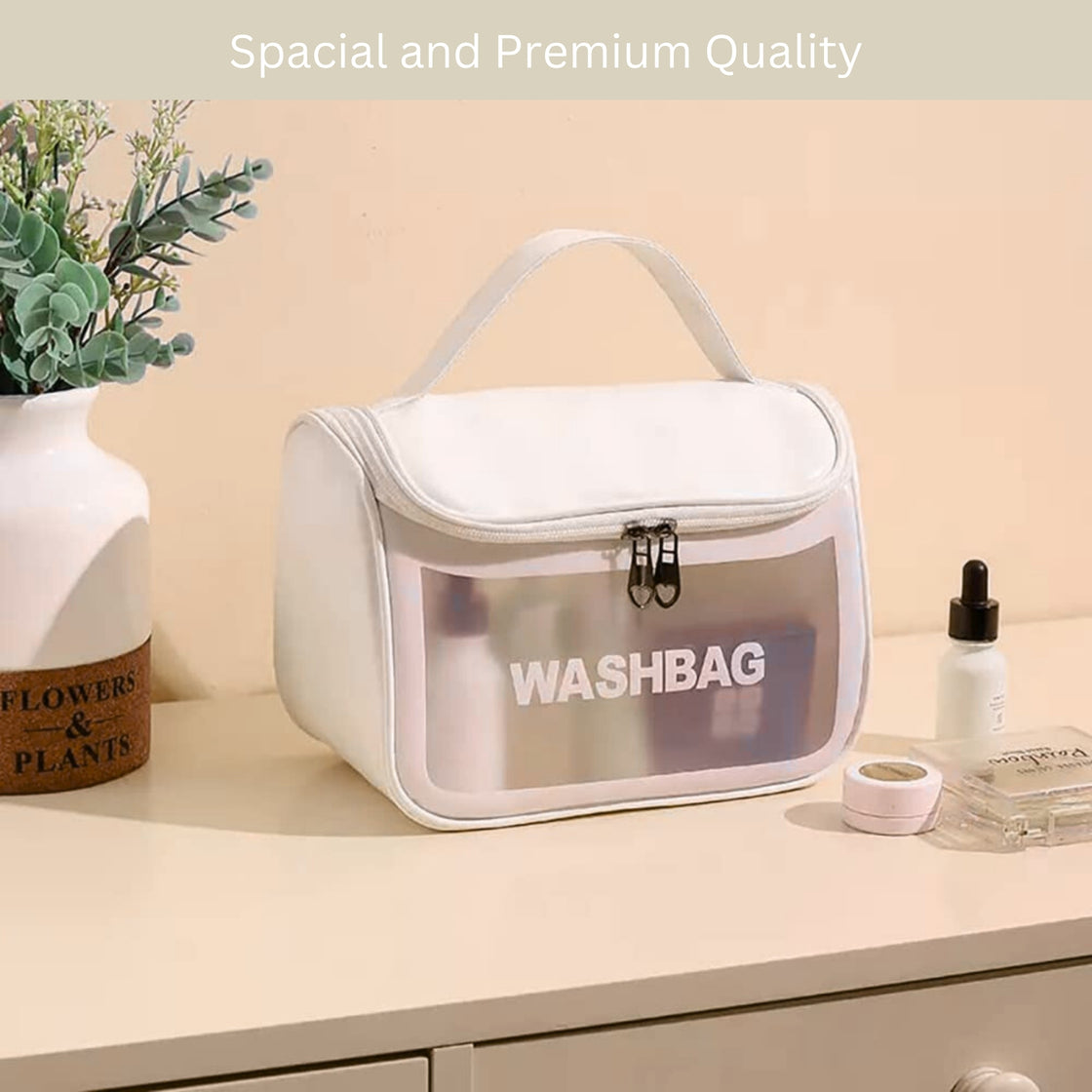 Allure Transparent Travel Toiletry Bag - White