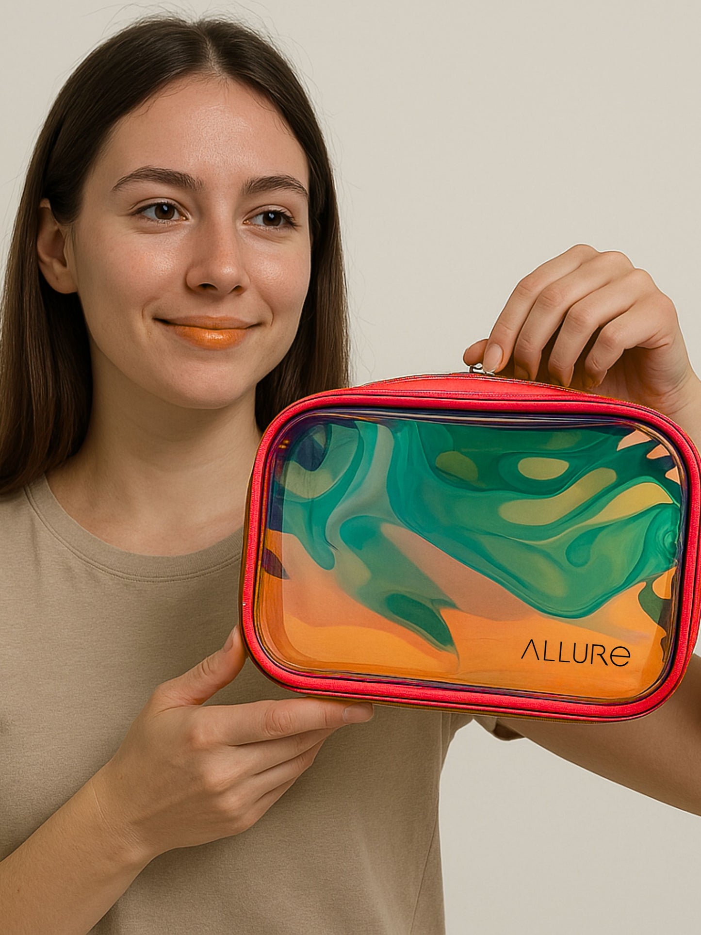 Allure Large Red Holographic Makeup Pouch | Cosmetic Bag & Travel Organizer