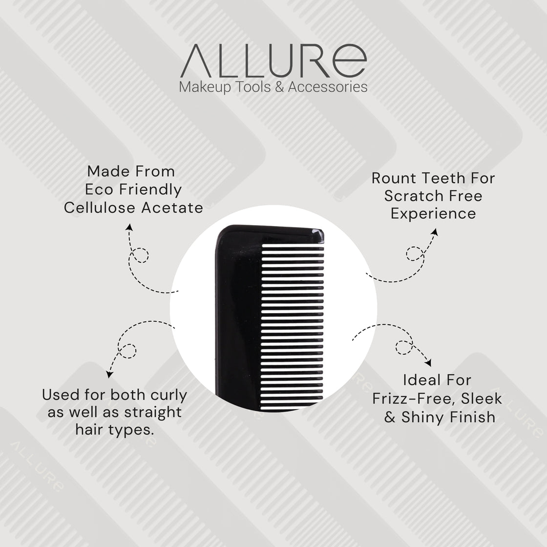 Allure Anti-Static Regular Hair Comb for Smooth & Frizz-Free Styling(HMC_B_02)