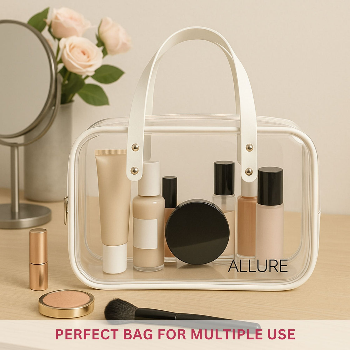 Allure Transparent Travel Makeup Bag with Handles (ATHB_10)