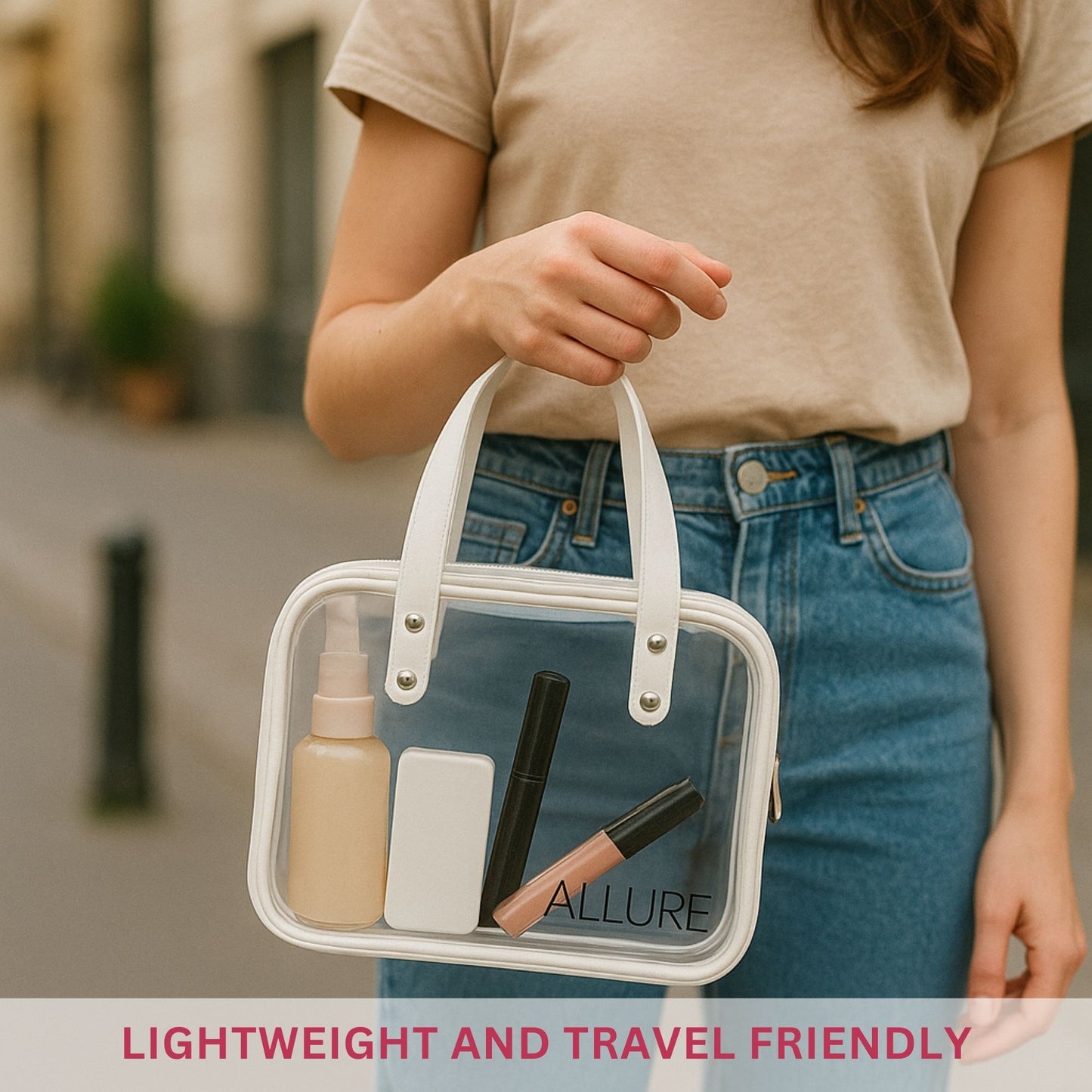 Allure Transparent Travel Makeup Bag with Handles (ATHB_10)