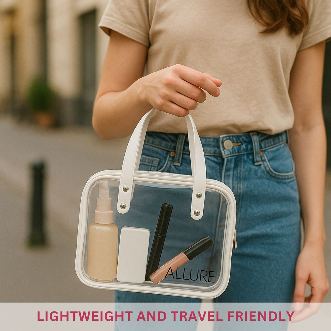 Allure Transparent Travel Makeup Bag with Handles (ATHB_10)