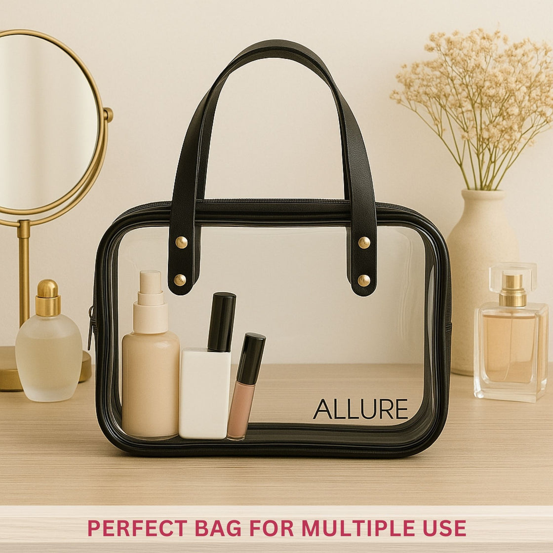 Allure Transparent Travel Makeup Bag with Handles (ATHB_09)