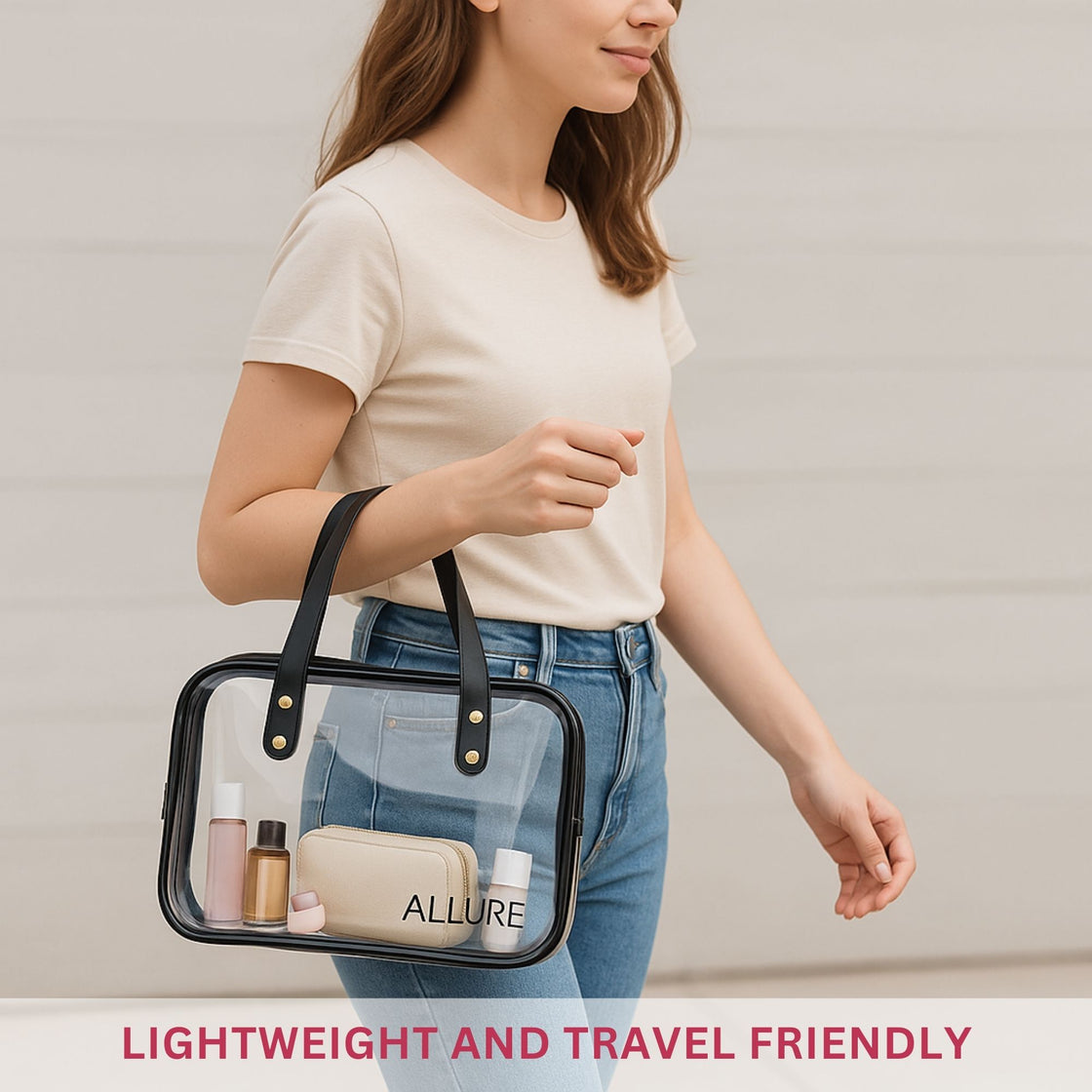 Allure Transparent Travel Makeup Bag with Handles (ATHB_09)