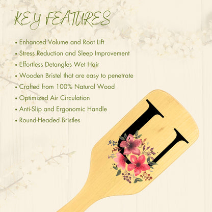  Allure Personalised wooden paddle hair brush with letter U