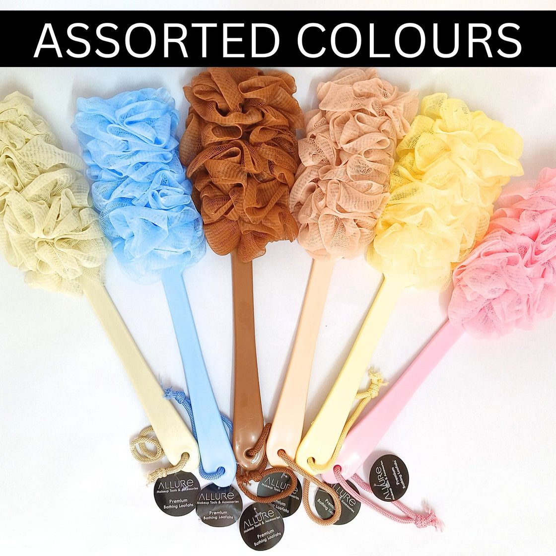 Allure Bathing Brush  - Assorted color handle Loofah