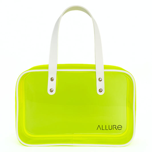Allure Transparent Green Travel Toiletry Bag with White Handles (AHBG_07)