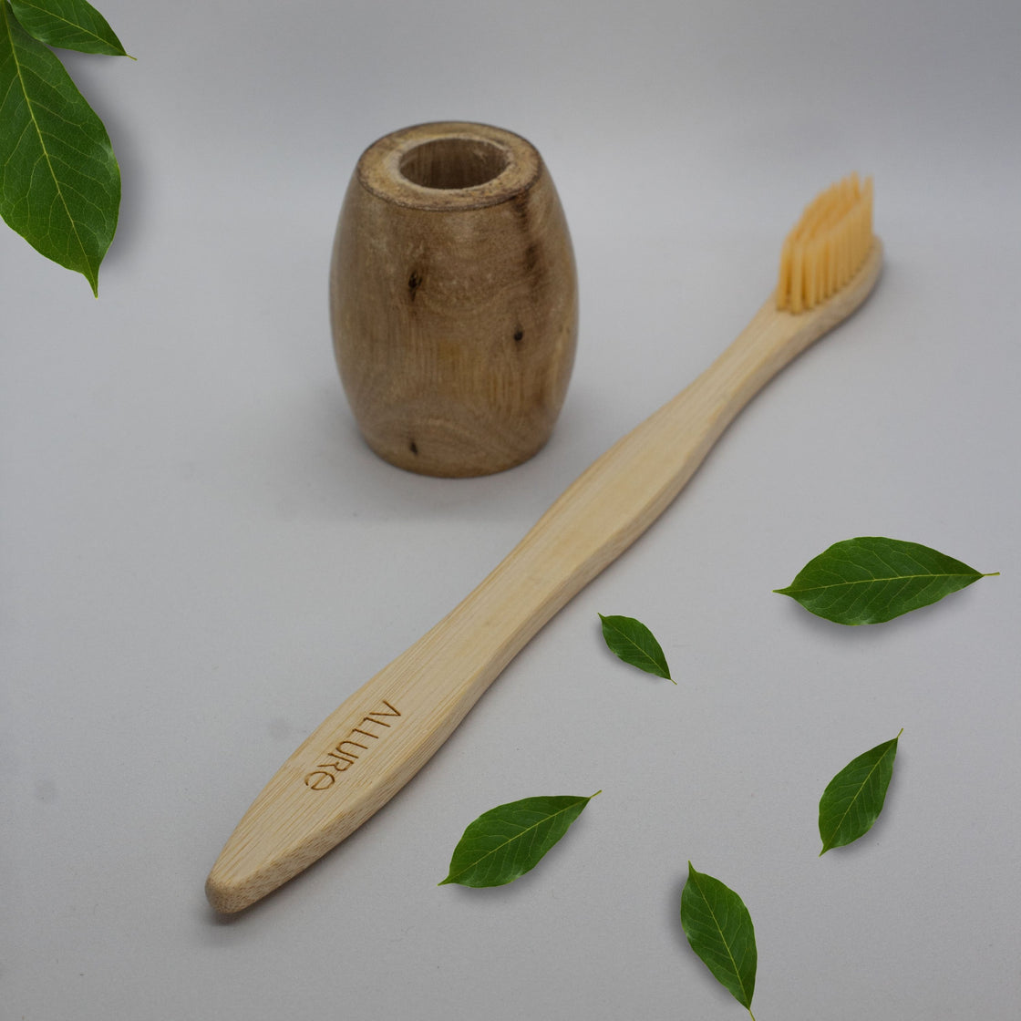Allure Bamboo Toothbrush with Wooden Toothbrush stand 