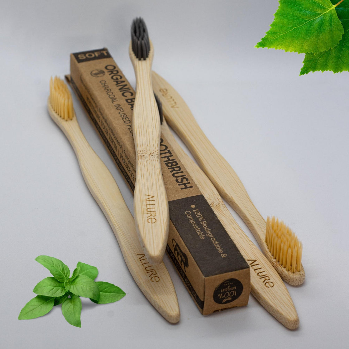Allure Bamboo Toothbrush Charcoal Pack 4 (OT-01)