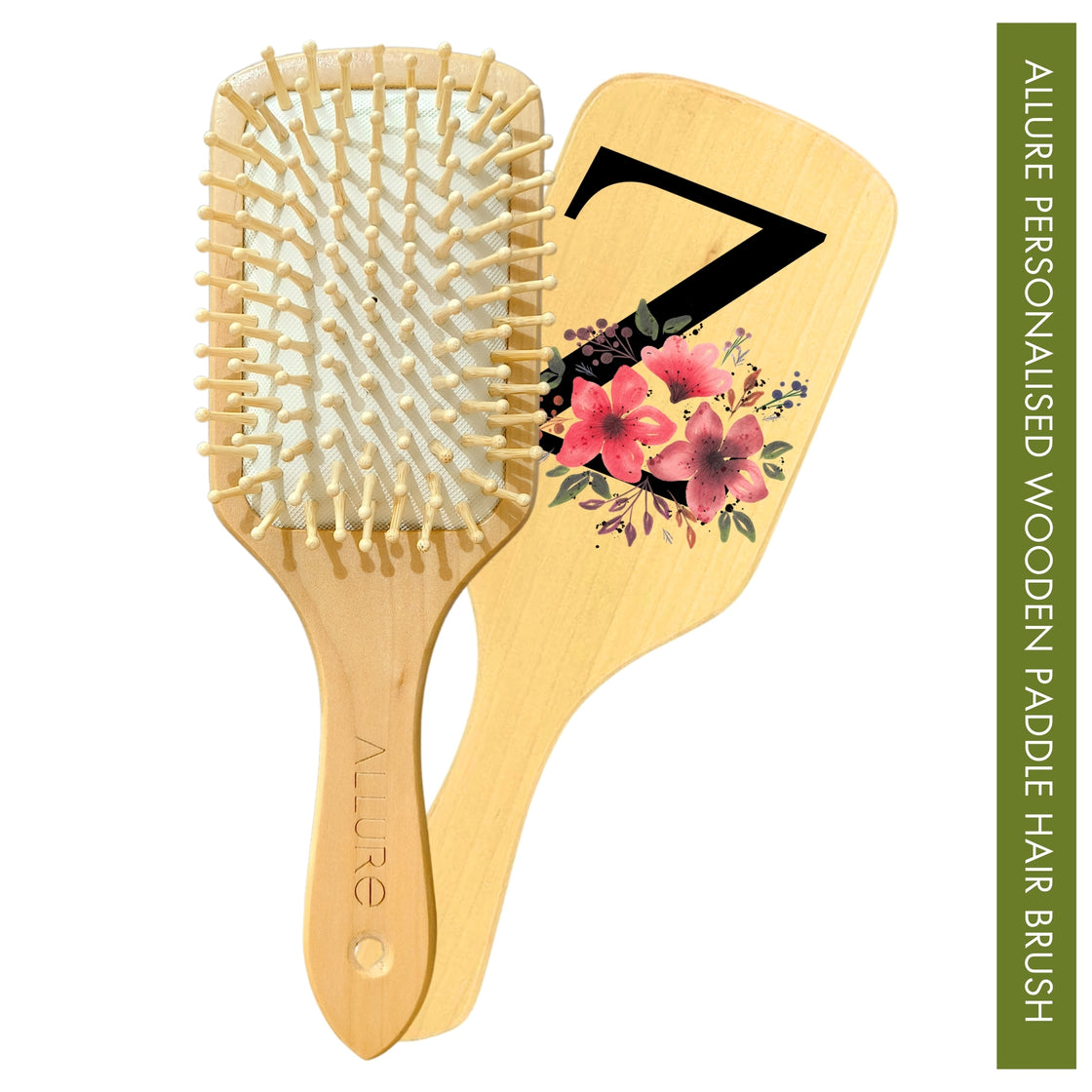 Allure Personalised wooden paddle hair brush with letter Z