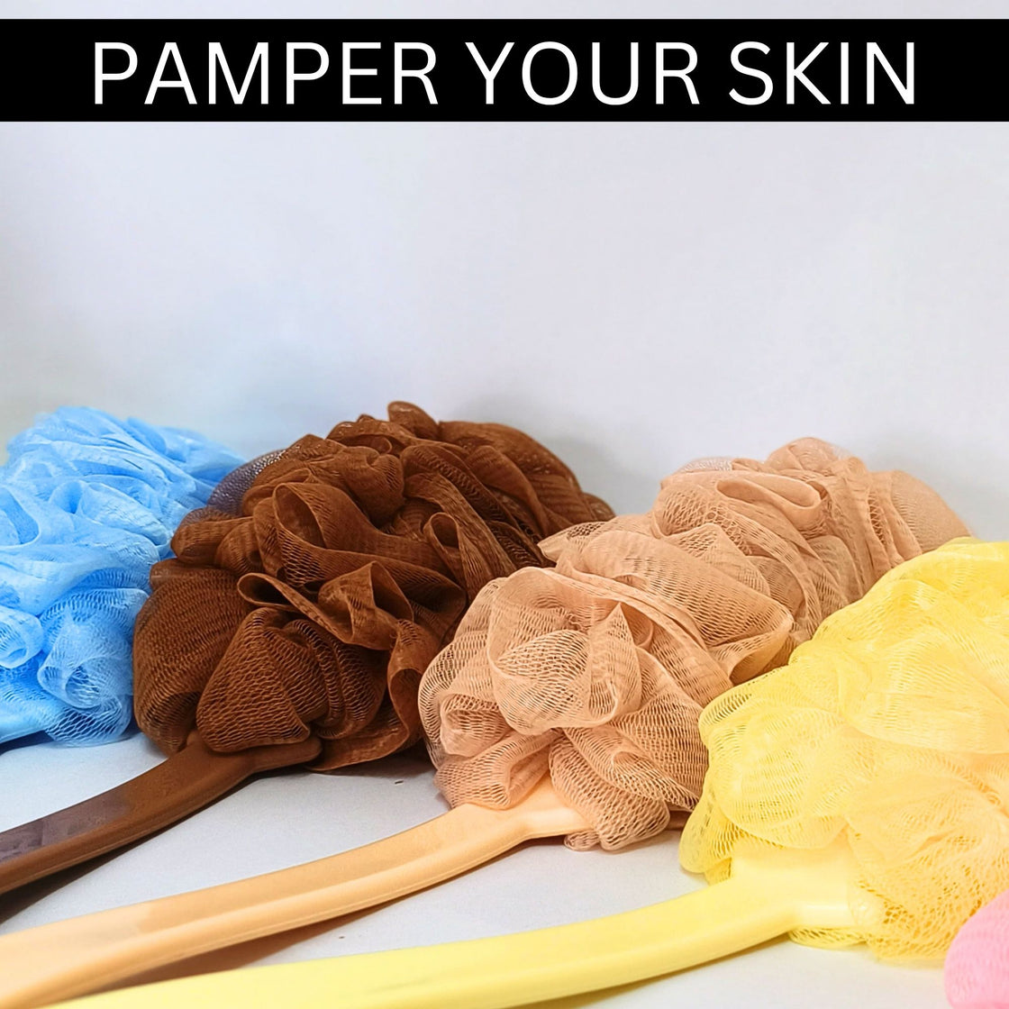 Allure Bathing Brush  - Assorted color handle Loofah