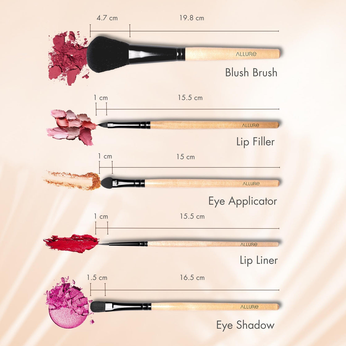 Allure Classic Makeup Brushes Pack Of 5 ( ACK-05 )