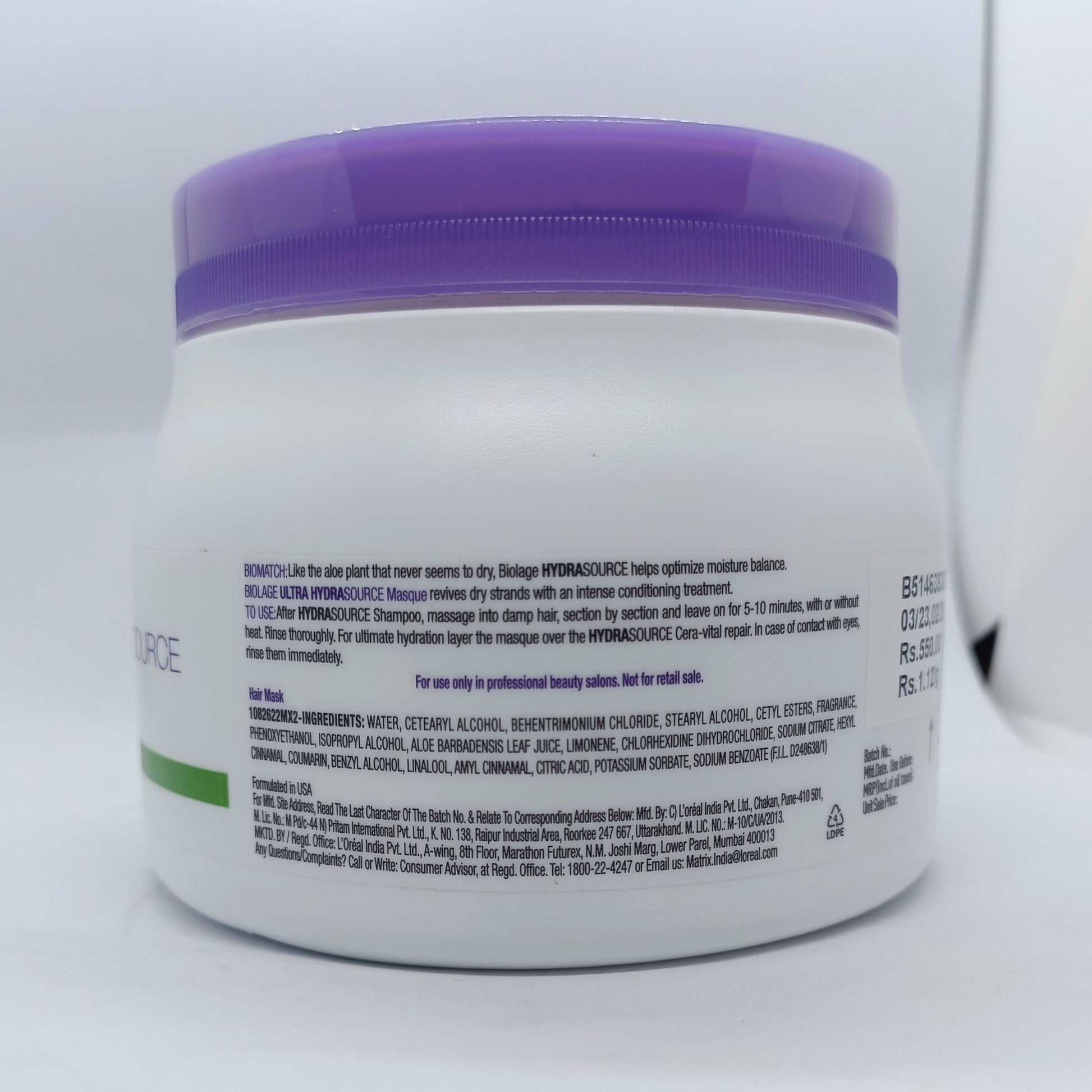 Matrix Biolage Ultra Hydrasource Masque for Hydrates Dry Hair (490gm)