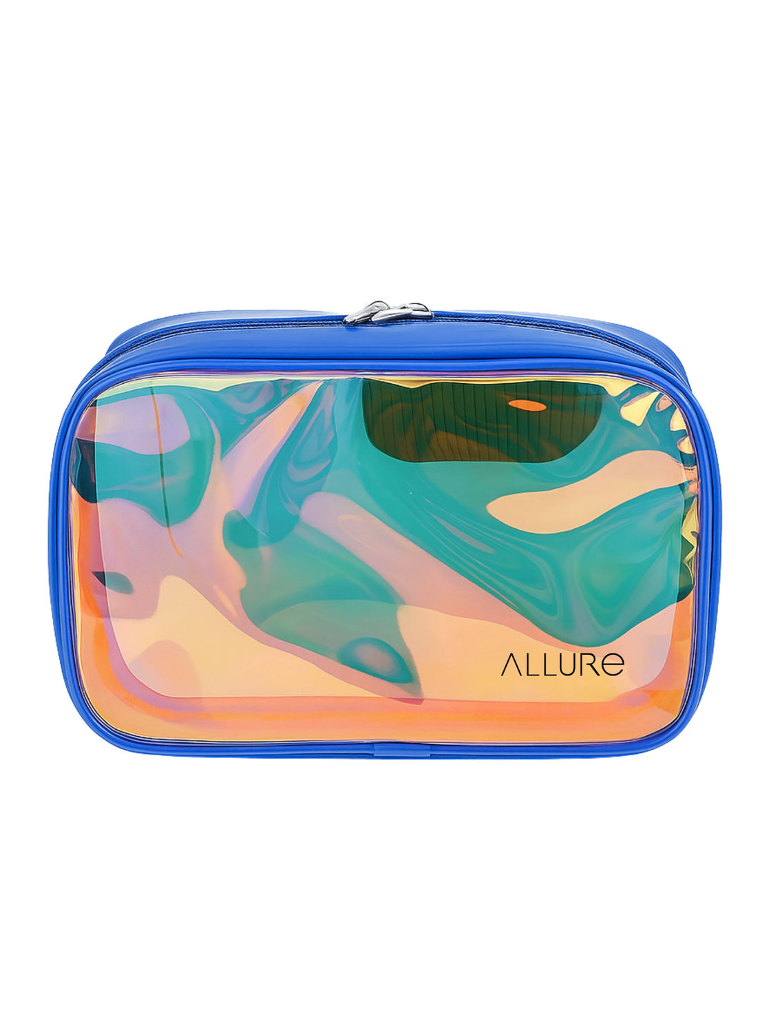 Allure Small Blue Holographic Makeup Pouch | Cosmetic Bag & Travel Organizer