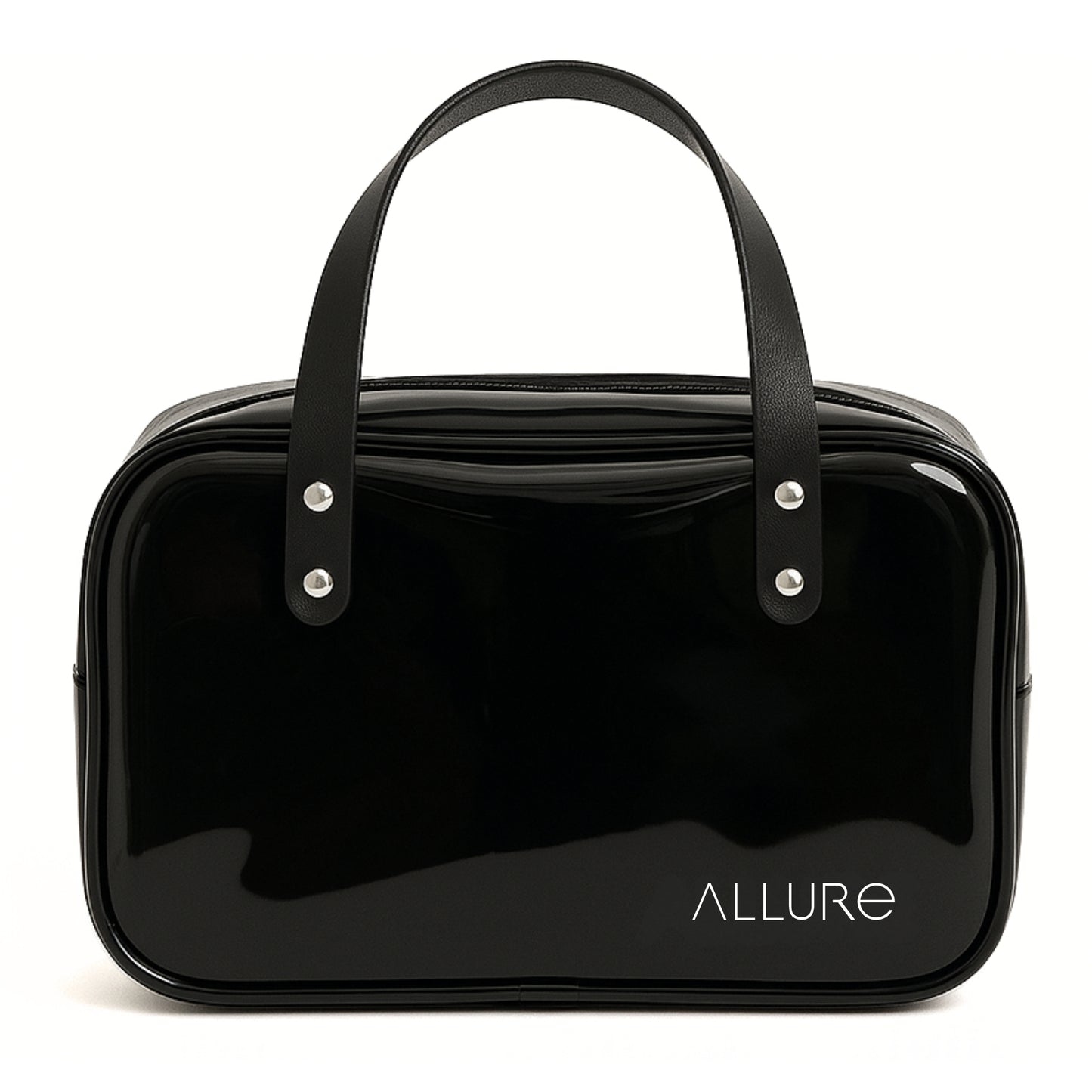 Allure Transparent Black Travel Toiletry Bag with White Handles (AHBB_05)