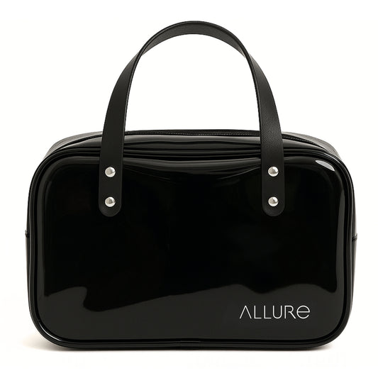 Allure Transparent Black Travel Toiletry Bag with White Handles (AHBB_05)