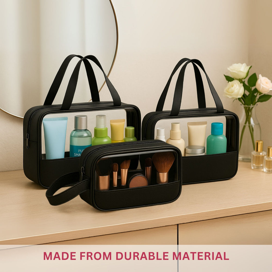 Allure Toiletry Bag Black - Pack Of 3