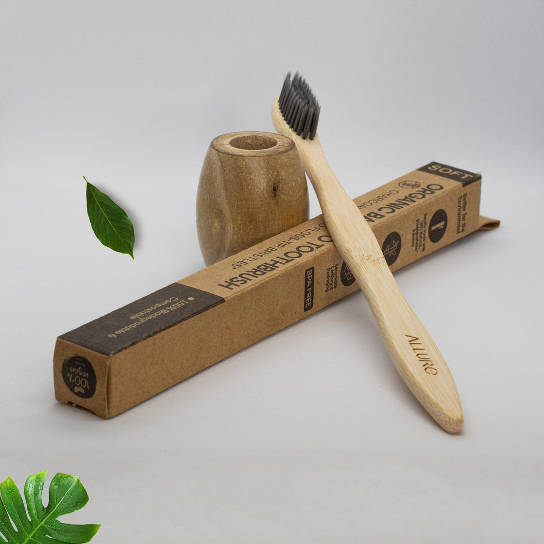 Allure Bamboo Toothbrush with Wooden Toothbrush stand (OT-01 + OTS)