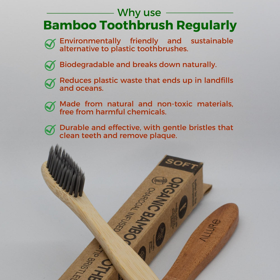 Allure Bamboo Toothbrush with Organic Tounge Cleaner (OT-01 + OTC)