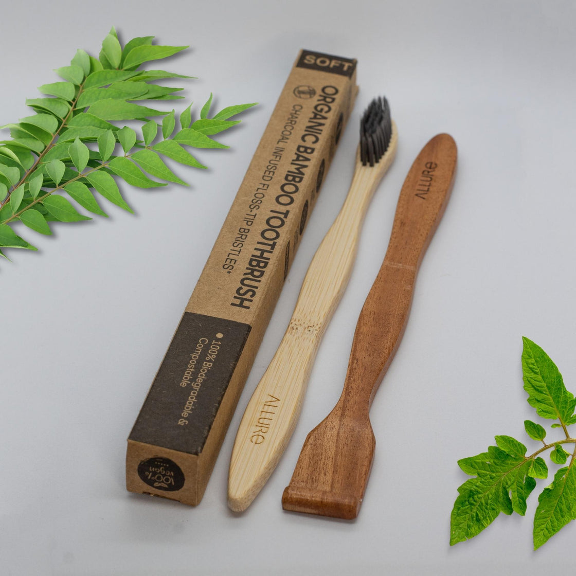 Allure Bamboo Toothbrush with Organic Tounge Cleaner (OT-01 + OTC)