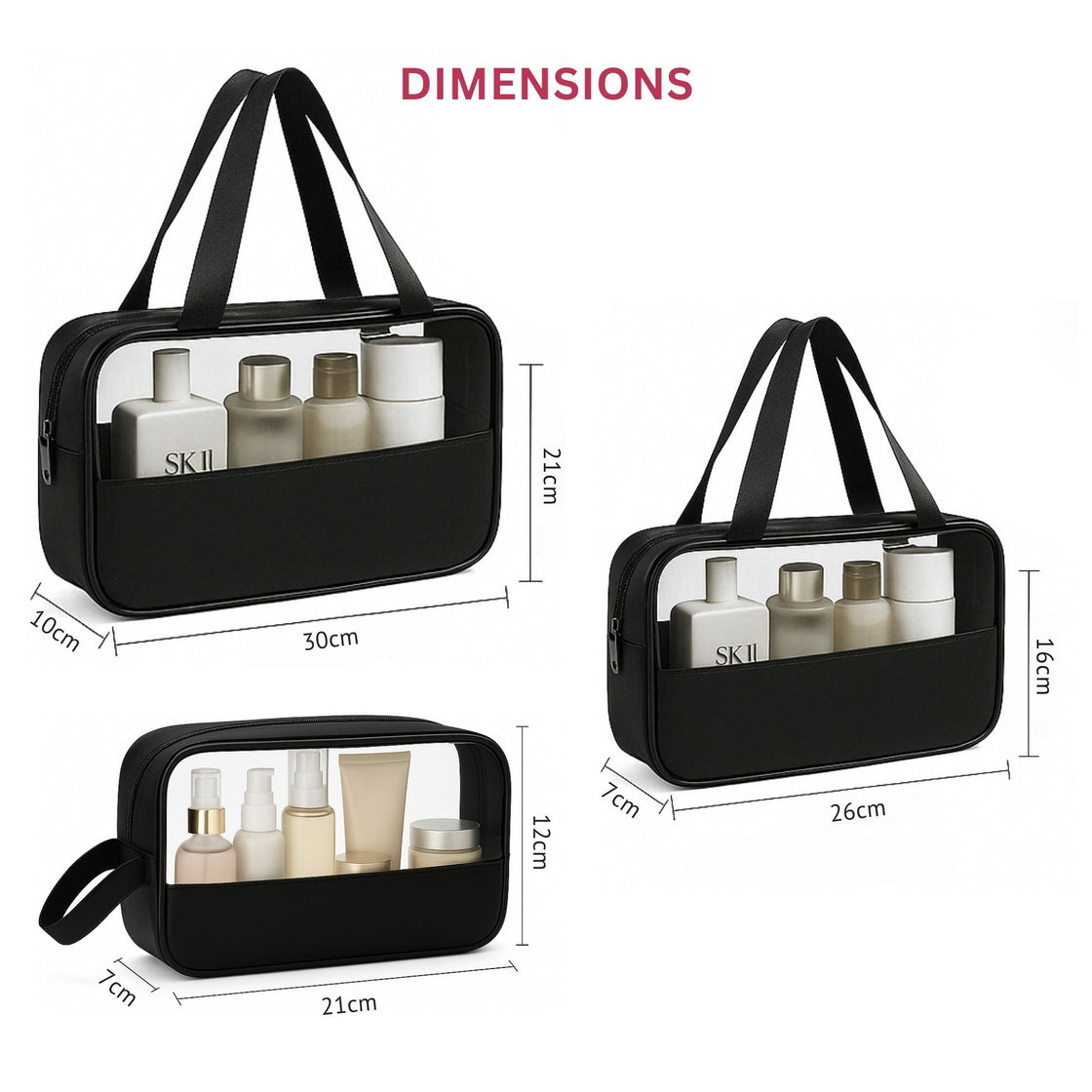 Allure Toiletry Bag Black - Pack Of 3