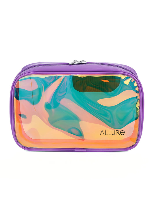Allure Small Purple Holographic Makeup Pouch | Cosmetic Bag & Travel Organizer