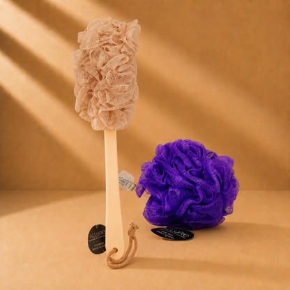 Allure Bath Brush & Loofah Set (Pack of 2 Assorted Colors Loofha)