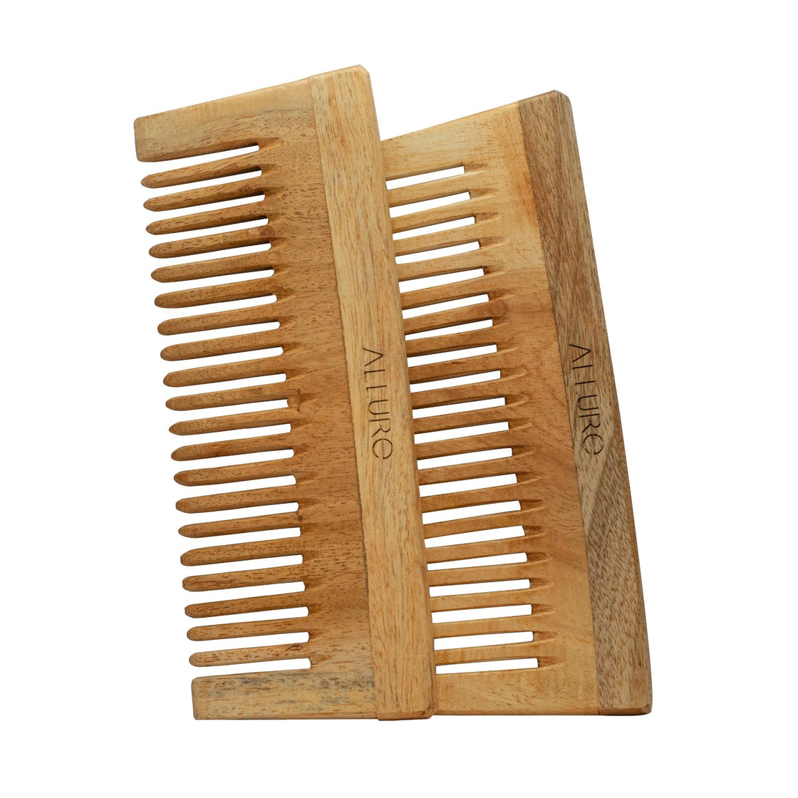 Allure Neem Wood Pack of 2 Shampoo Hair Combs (CS-01)