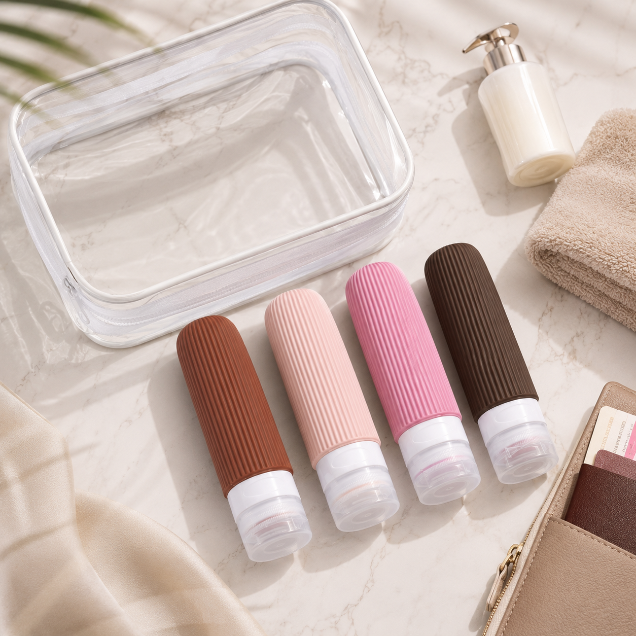 Allure Travel Refillable Toiletry Bottle Set - Pack Of 4 (4pcs)
