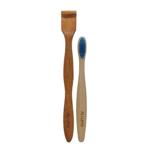 Allure Bamboo Toothbrush with Organic Tounge Cleaner (OT-03 + OTC)