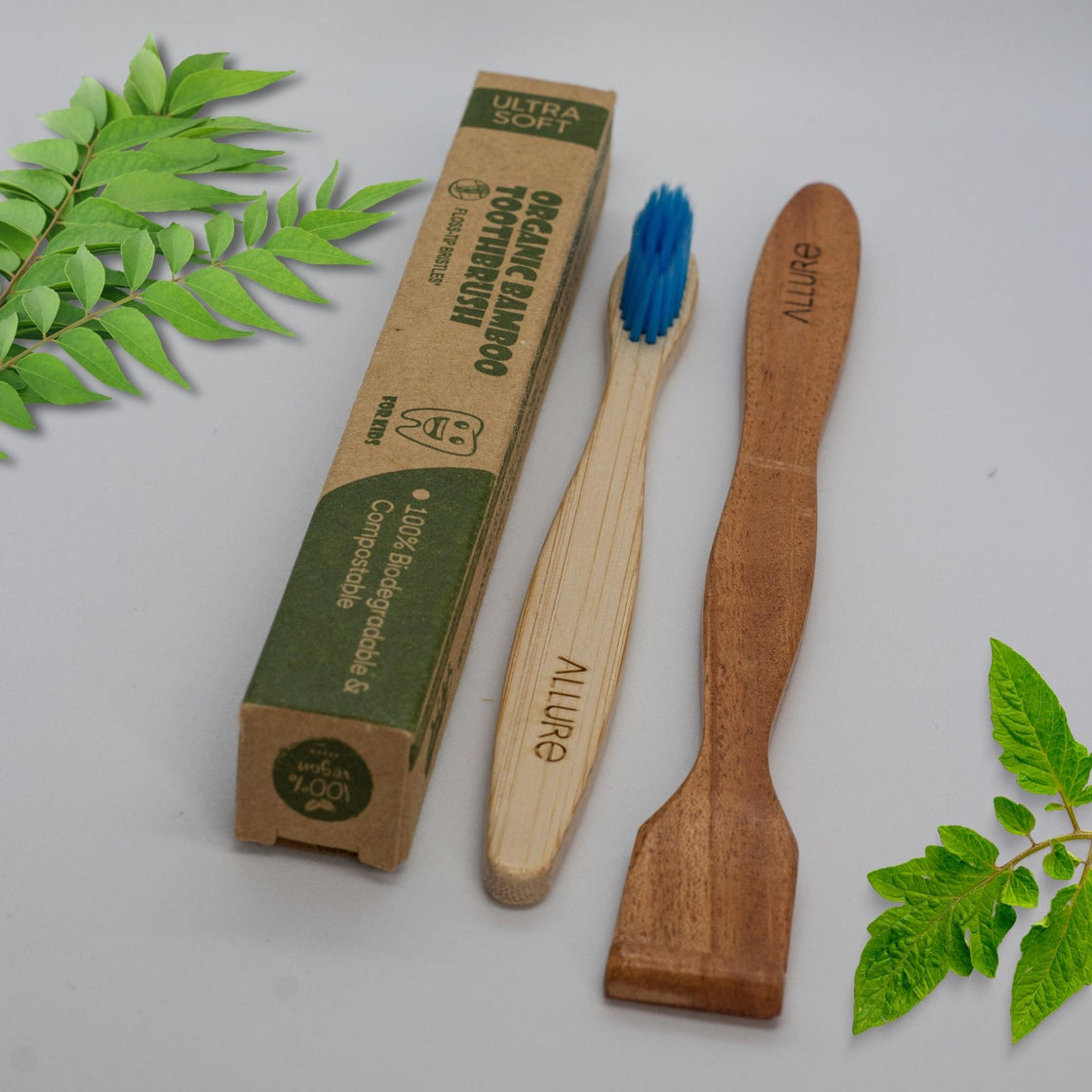 Allure Bamboo Toothbrush with Organic Tounge Cleaner (OT-03 + OTC)