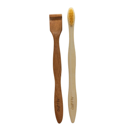 Allure Bamboo Toothbrush with Organic Tounge Cleaner (OT-02 + OTC)