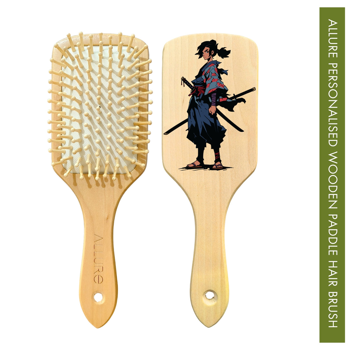 Allure Personalised wooden paddle hair brush with anime print