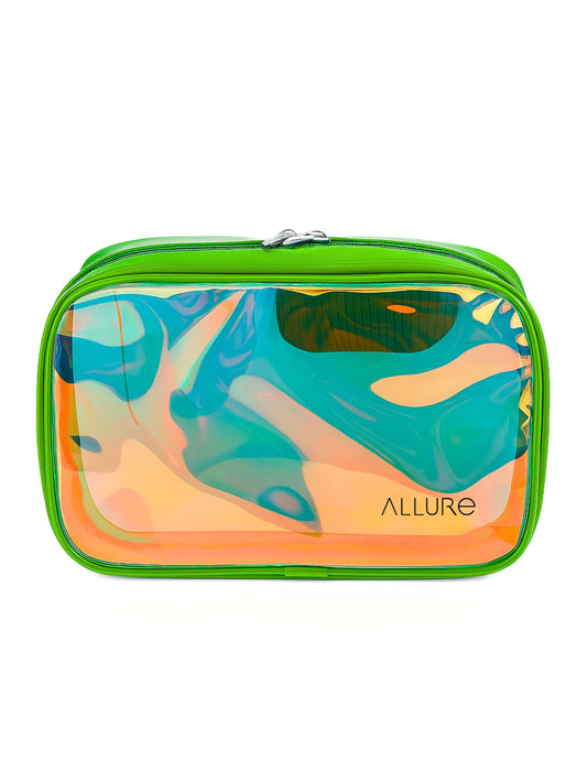 Allure Small Green Holographic Makeup Pouch | Cosmetic Bag & Travel Organizer