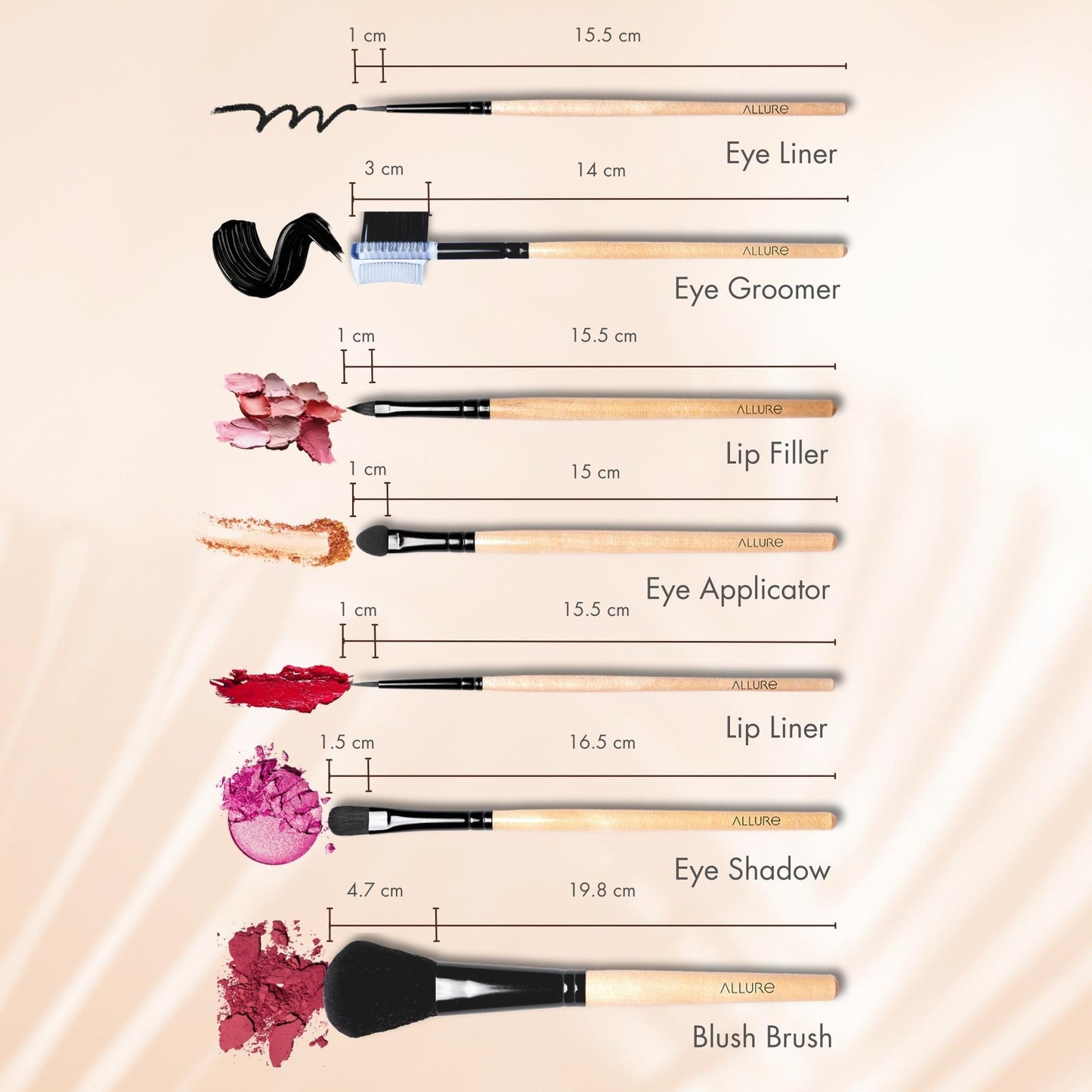 Allure Classic Ack-07 Pack Of 7 Makeup Brush