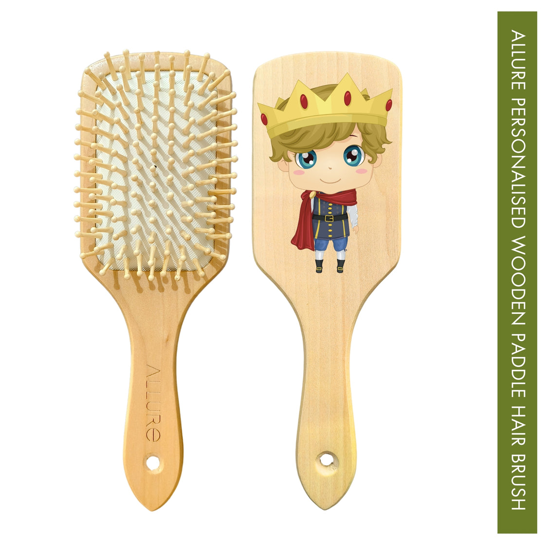 Allure Personalised wooden paddle hair brush with prince print