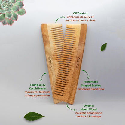 Allure Wooden Neem Comb CD-01 - Pack of 2